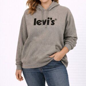 Levi’s Relaxed Grey Hooded Sweatshirt Size M Outerwear Pullover Long Sleeve